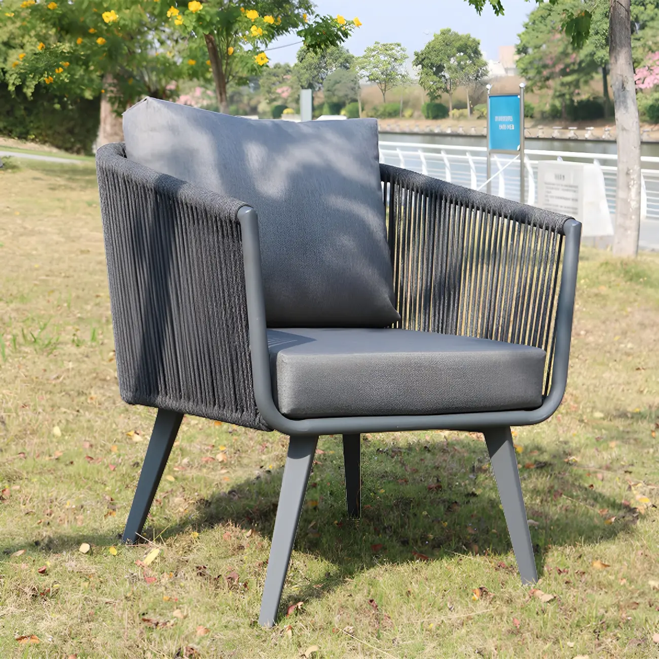 Reclining Metal Patio Dining Armchair in All Weather Image - 2 | homeyfad