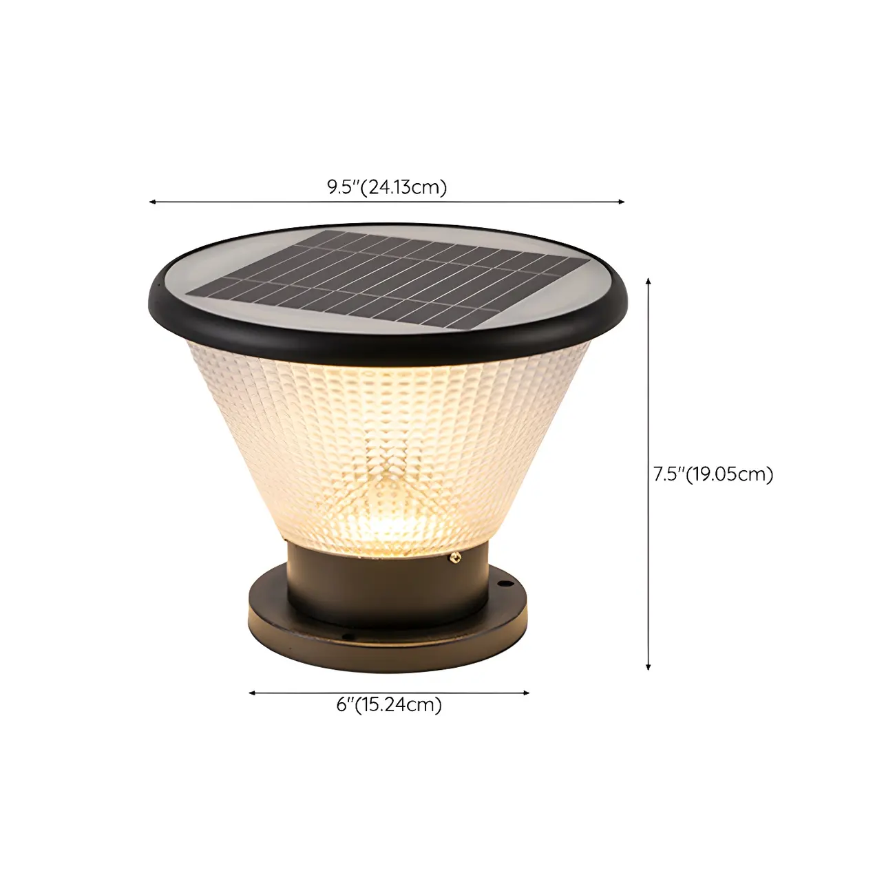 Solar Square and Round Pyramid Post Cap Light #size