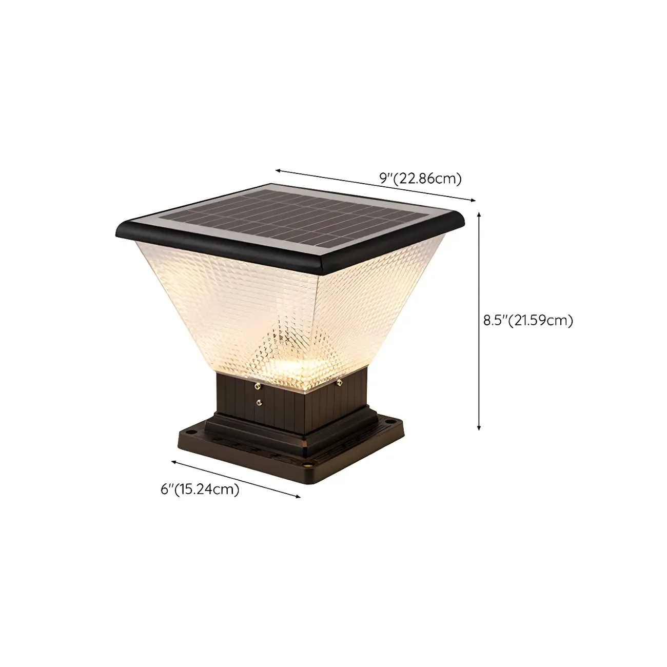Solar Square and Round Pyramid Post Cap Light Image - 14