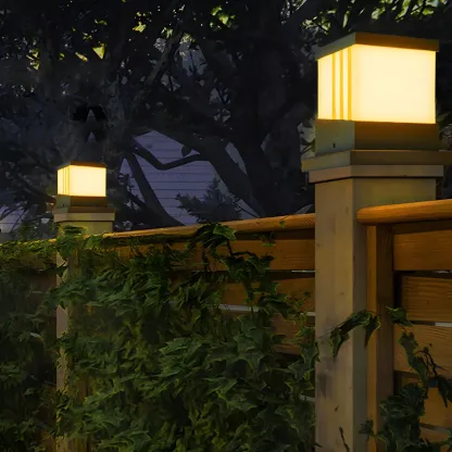 Cube Solar Black Metal Post Cap Light Image - 3