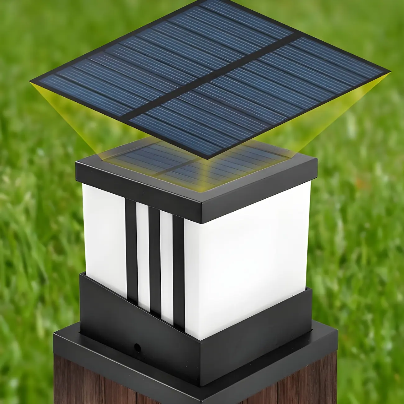 Cube Solar Black Metal Post Cap Light Image - 6 | homeyfad