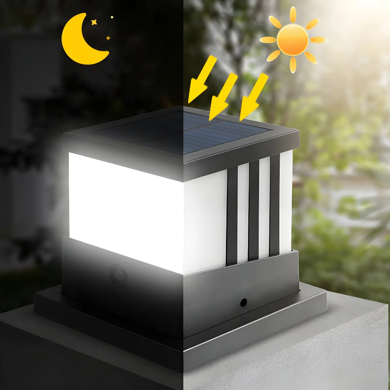 Cube Solar Black Metal Post Cap Light Image - 7 | homeyfad