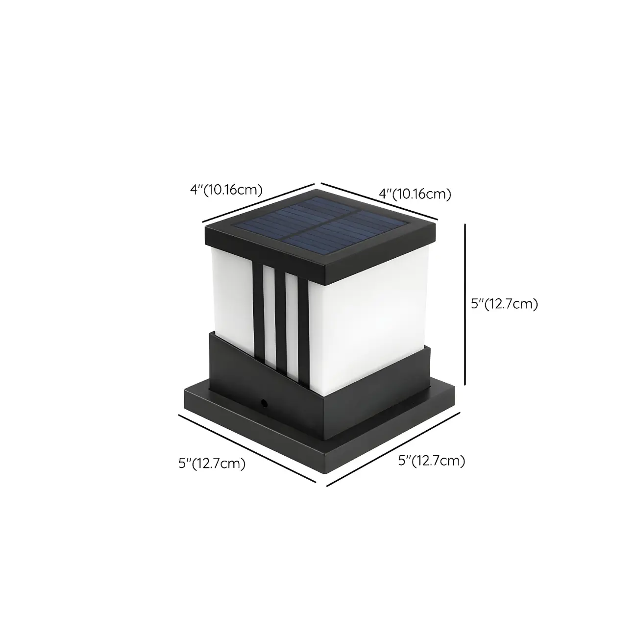 Cube Solar Black Metal Post Cap Light #size | homeyfad
