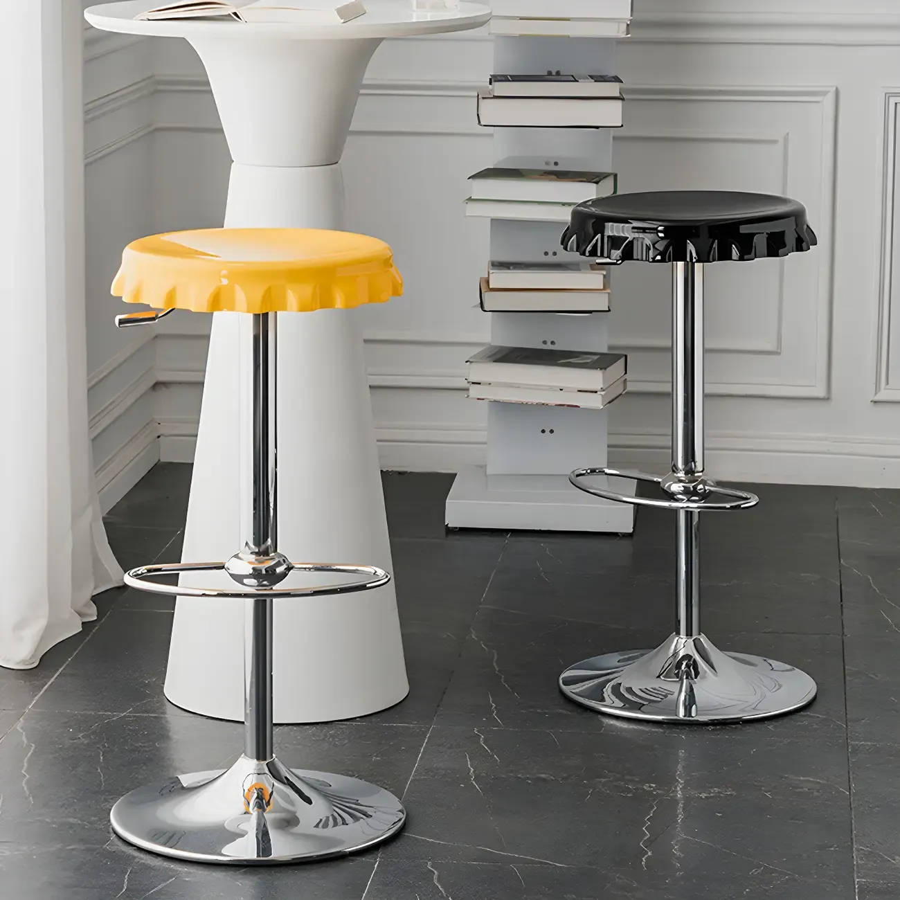 Durable Plastic Swivel Bar Stools with Adjustable Height for Kitchen Image - 1