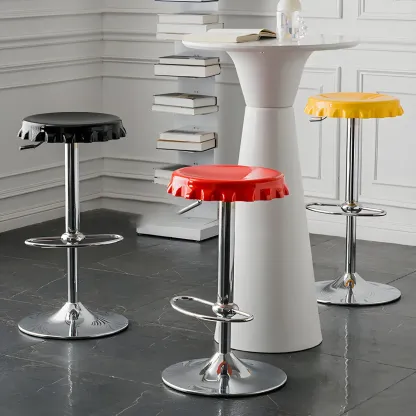 Durable Plastic Swivel Bar Stools with Adjustable Height for Kitchen Image - 3