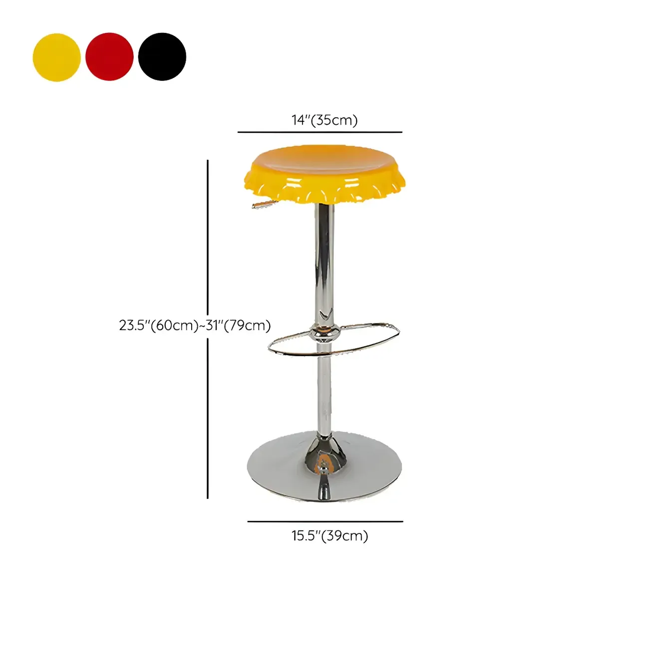 Durable Plastic Swivel Bar Stools with Adjustable Height for Kitchen #size