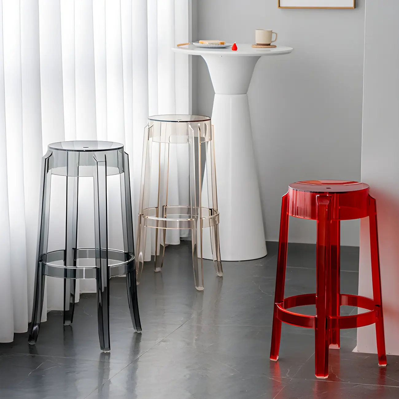 Modern Transparent Acrylic Stylish Elegant Square Bar Stool Image - 1 | homeyfad