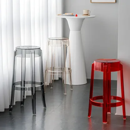 Modern Transparent Acrylic Stylish Elegant Square Bar Stool Image - 1