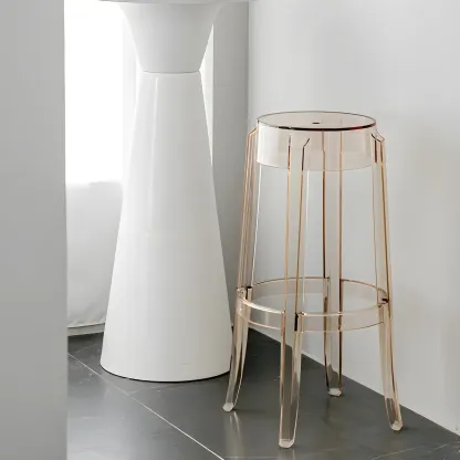Modern Transparent Acrylic Stylish Elegant Square Bar Stool Image - 2