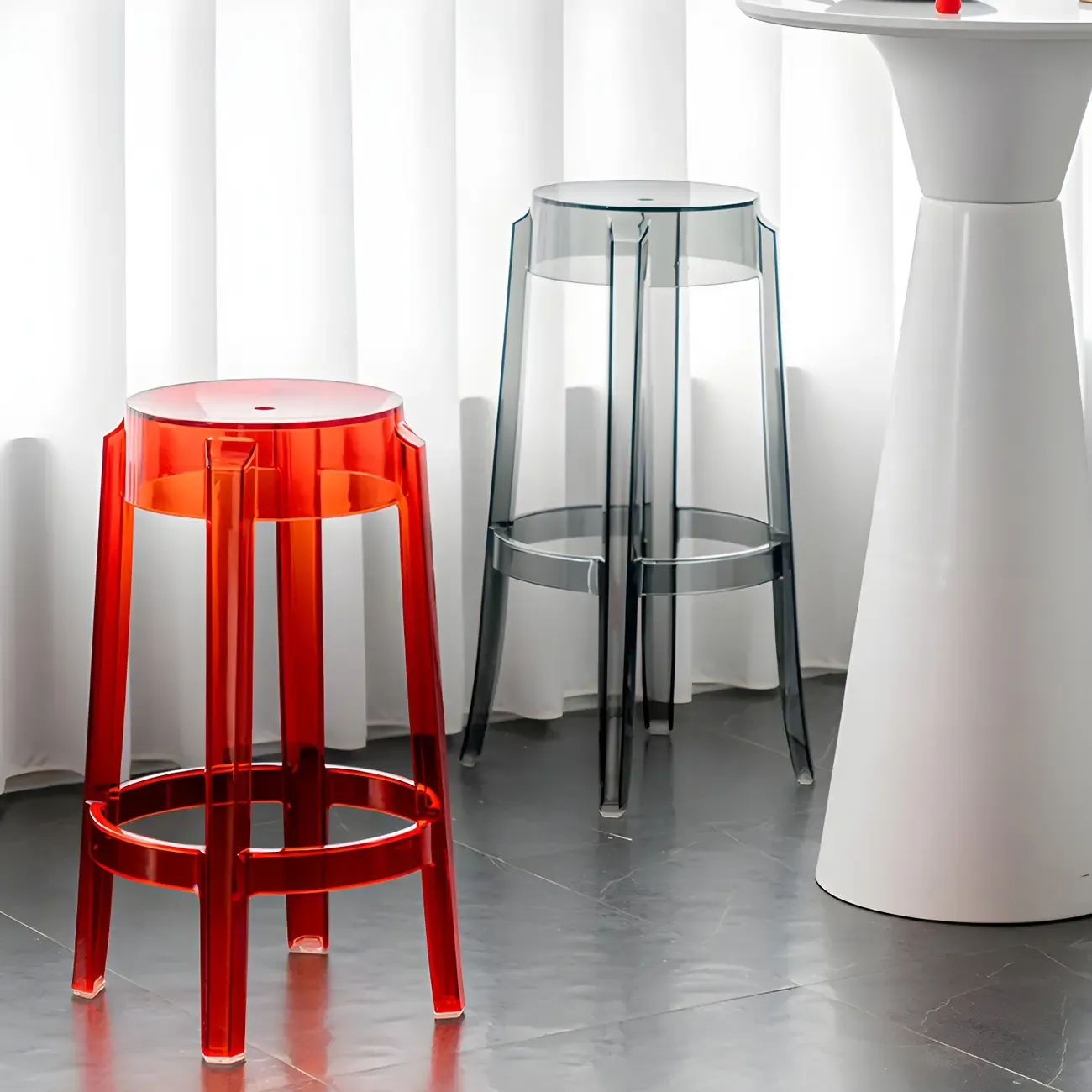 Modern Transparent Acrylic Stylish Elegant Square Bar Stool Image - 3
