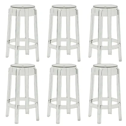 Modern Transparent Acrylic Stylish Elegant Square Bar Stool Image - 12