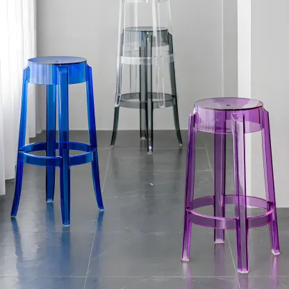 Modern Transparent Acrylic Stylish Elegant Square Bar Stool Image - 4