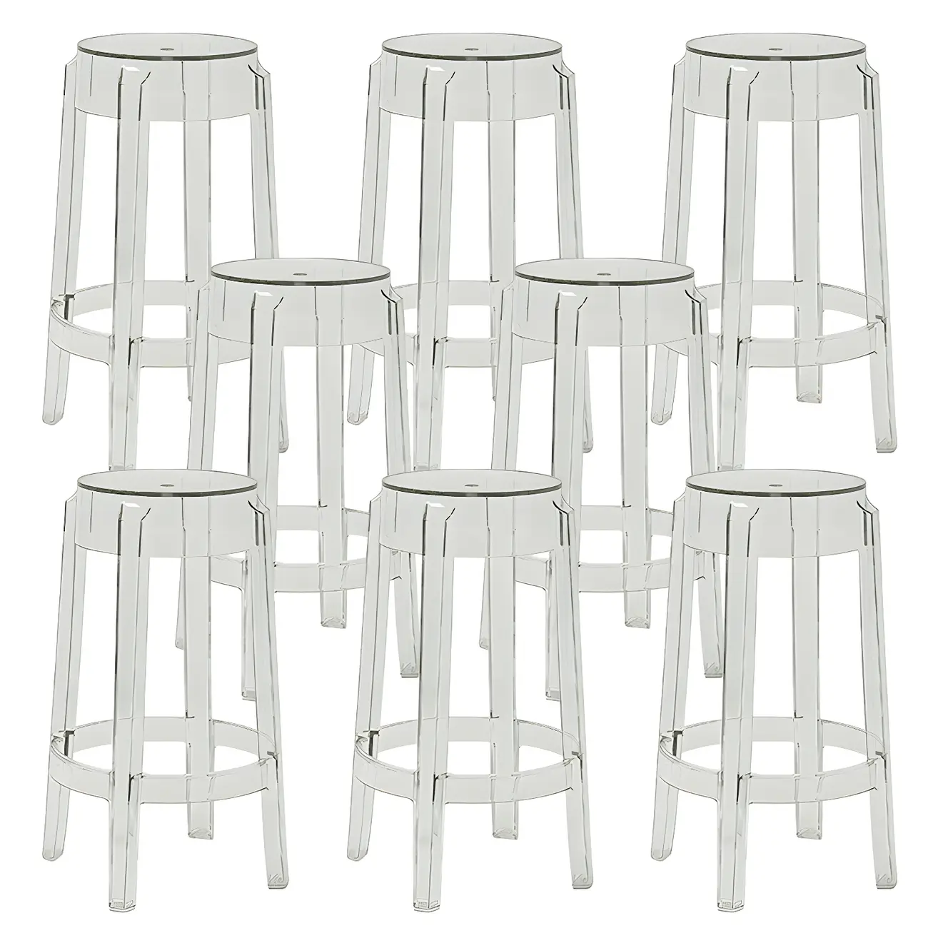 Modern Transparent Acrylic Stylish Elegant Square Bar Stool Image - 13 | homeyfad