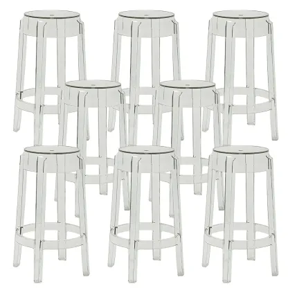 Modern Transparent Acrylic Stylish Elegant Square Bar Stool Image - 13