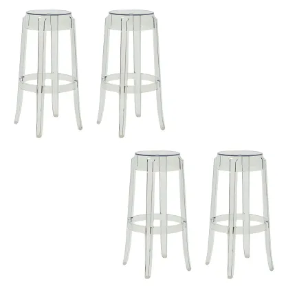 Modern Transparent Acrylic Stylish Elegant Square Bar Stool Image - 17
