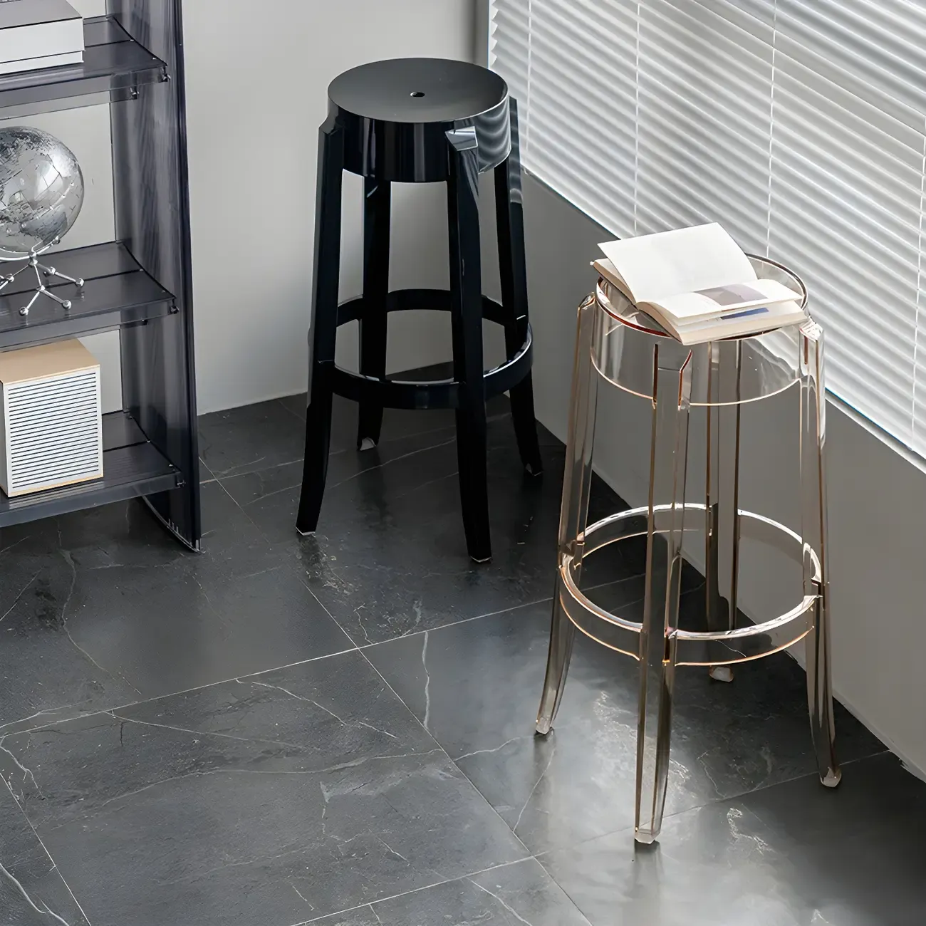 Modern Transparent Acrylic Stylish Elegant Square Bar Stool Image - 6