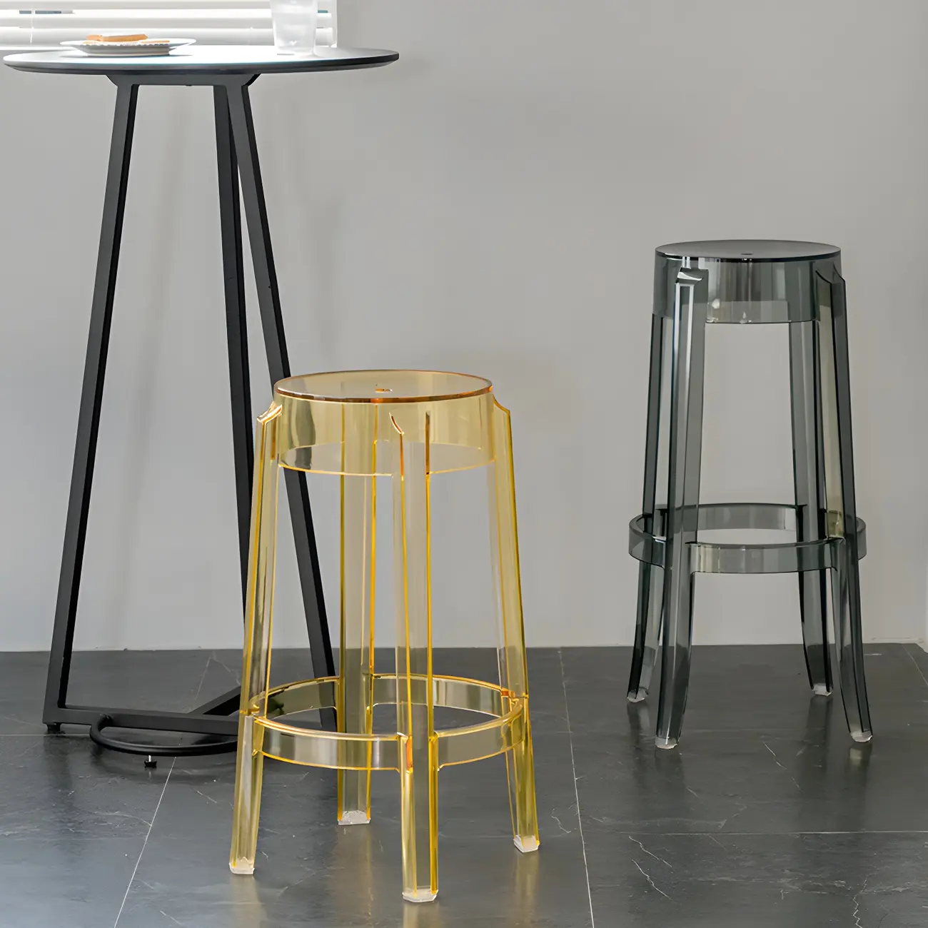 Modern Transparent Acrylic Stylish Elegant Square Bar Stool Image - 5 | homeyfad