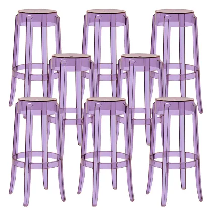 Modern Transparent Acrylic Stylish Elegant Square Bar Stool Image - 89