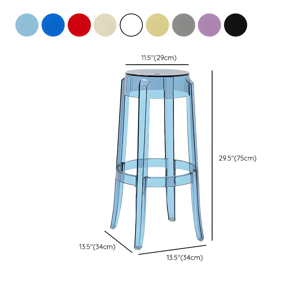 Modern Transparent Acrylic Stylish Elegant Square Bar Stool Image - 101 | homeyfad