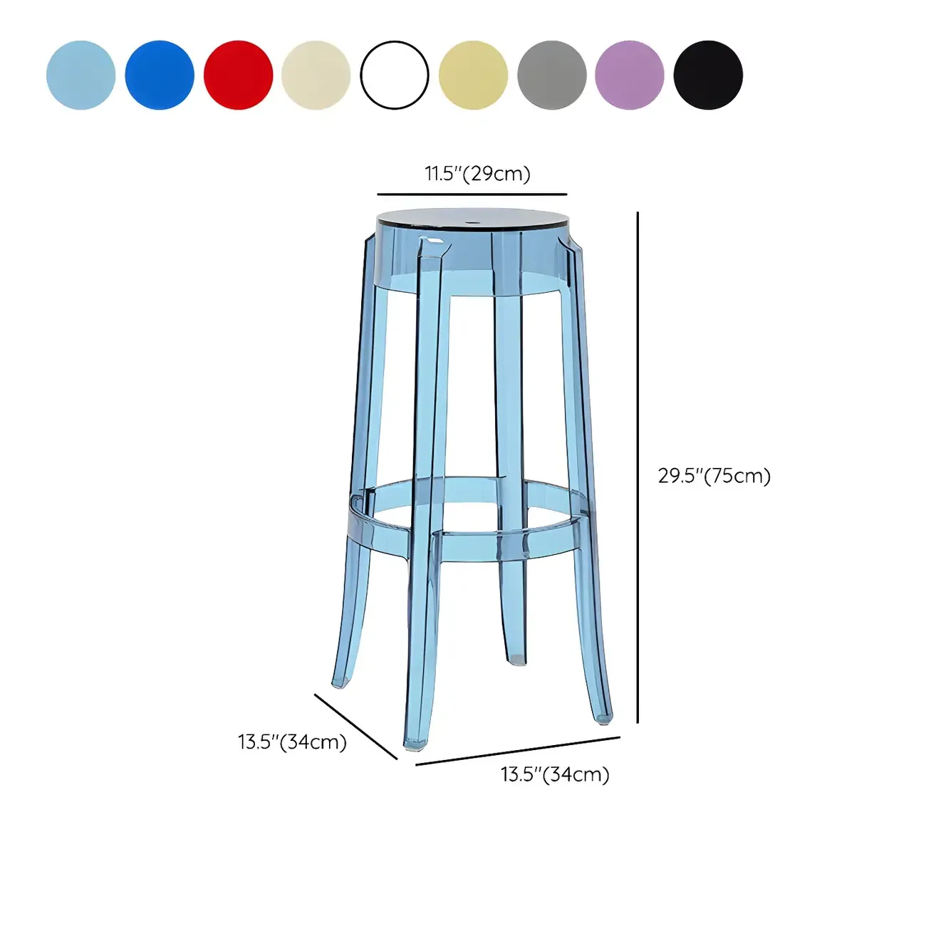 Modern Transparent Acrylic Stylish Elegant Square Bar Stool Image - 101