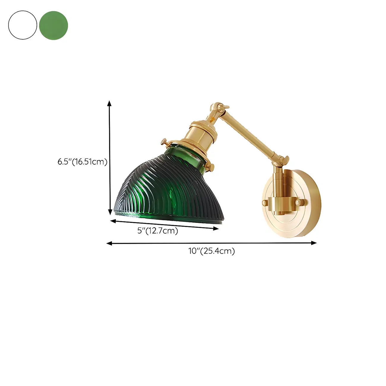 Vintage Brass Glass Adjustable Swing Arm Wall Light #size | homeyfad