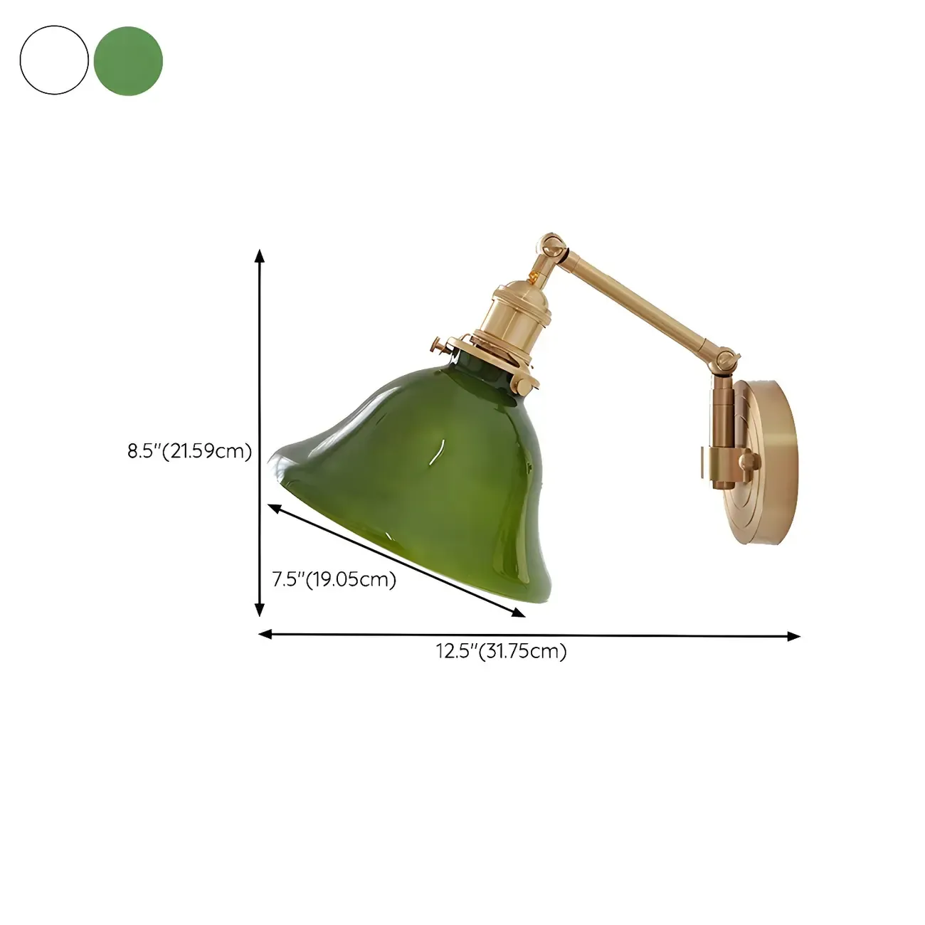 Vintage Brass Glass Adjustable Swing Arm Wall Light Image - 16