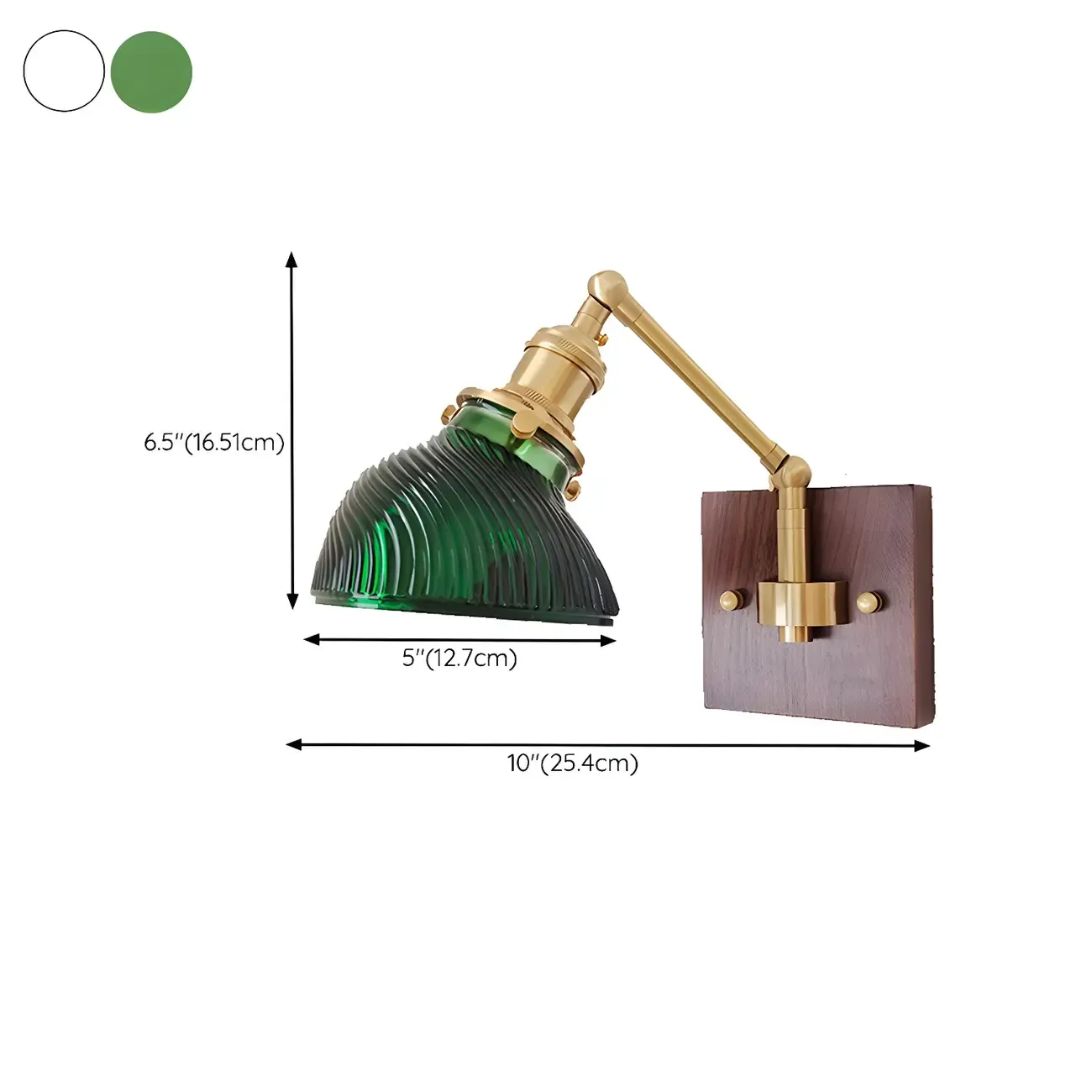 Vintage Brass Glass Adjustable Swing Arm Wall Light Image - 17