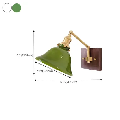 Vintage Brass Glass Adjustable Swing Arm Wall Light Image - 18