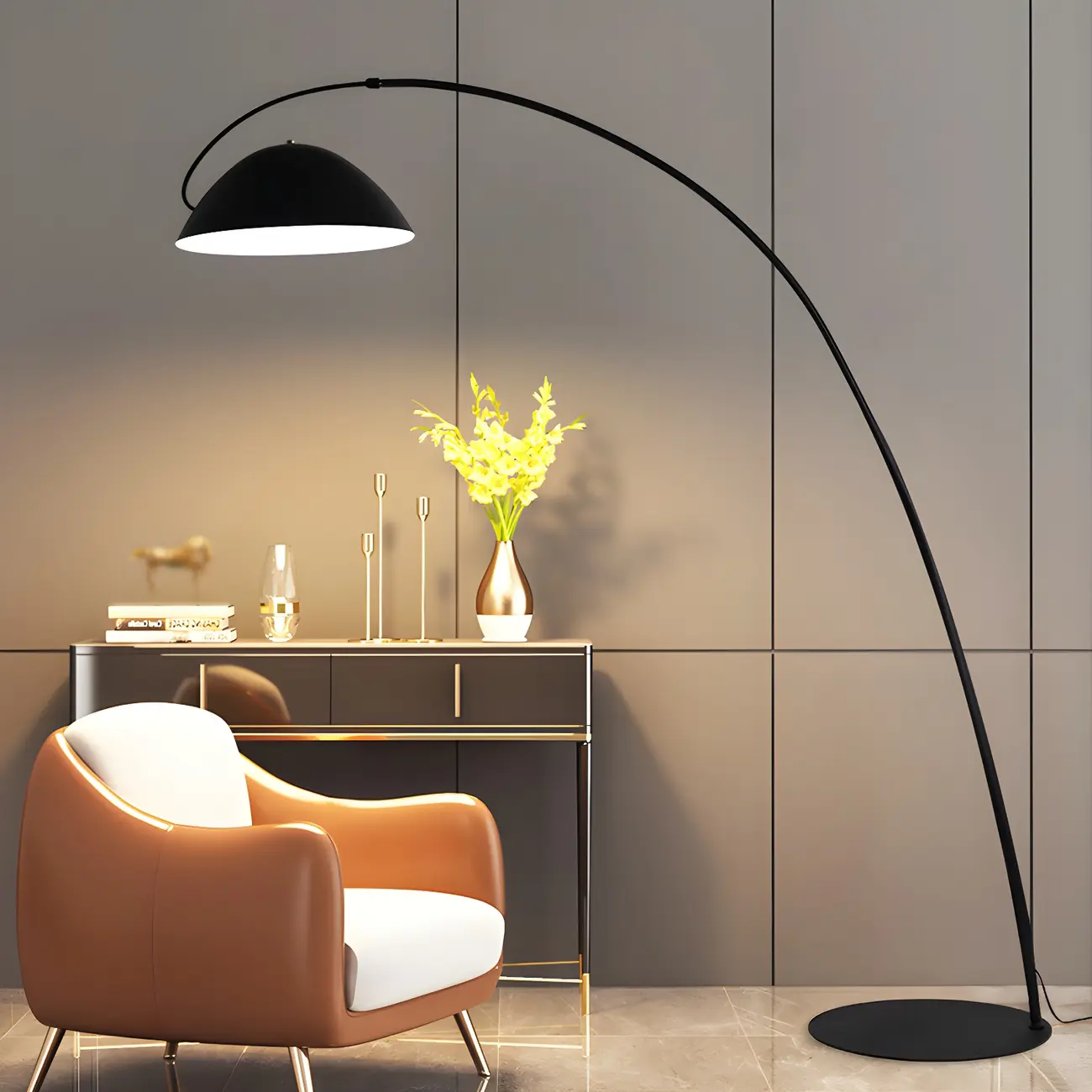 Black Dome Iron Arched Floor Lamp with Foot Switch Image - 3 | homeyfad
