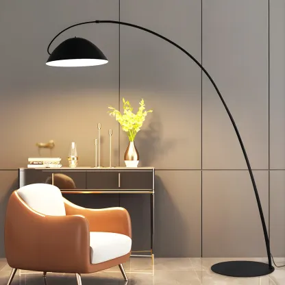 Black Dome Iron Arched Floor Lamp with Foot Switch Image - 3
