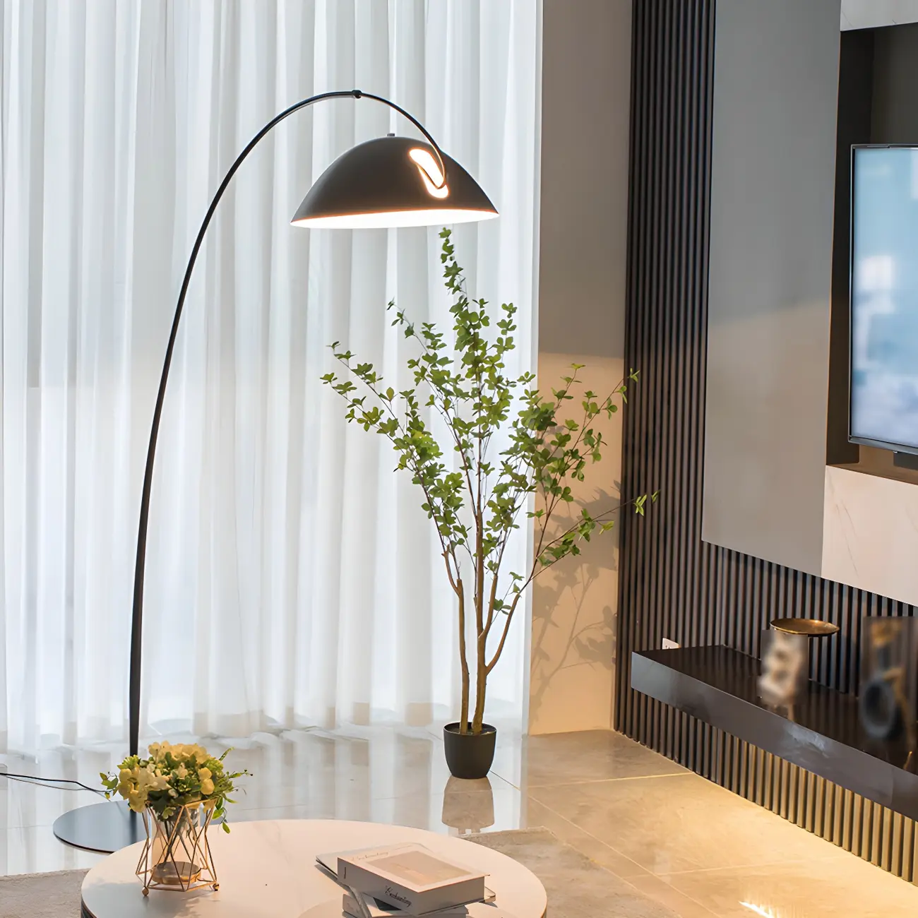 Black Dome Iron Arched Floor Lamp with Foot Switch Image - 5 | homeyfad