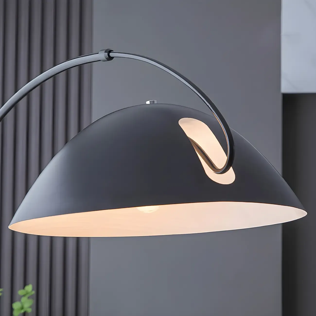 Black Dome Iron Arched Floor Lamp with Foot Switch Image - 10