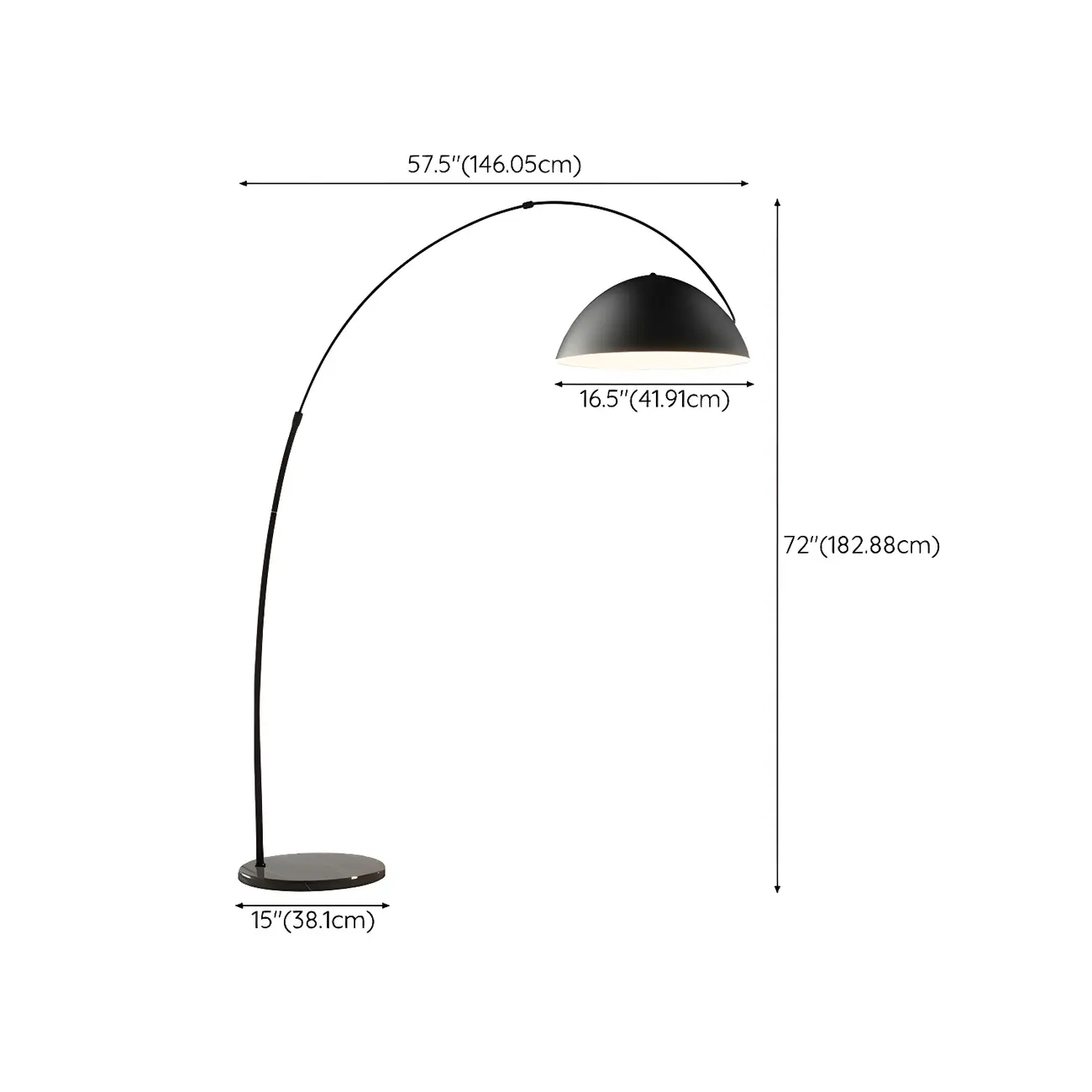 Black Dome Iron Arched Floor Lamp with Foot Switch #size | homeyfad