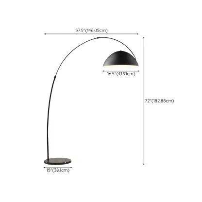 Black Dome Iron Arched Floor Lamp with Foot Switch #size