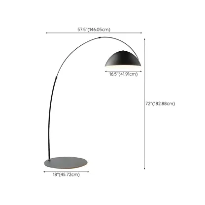 Black Dome Iron Arched Floor Lamp with Foot Switch Image - 14