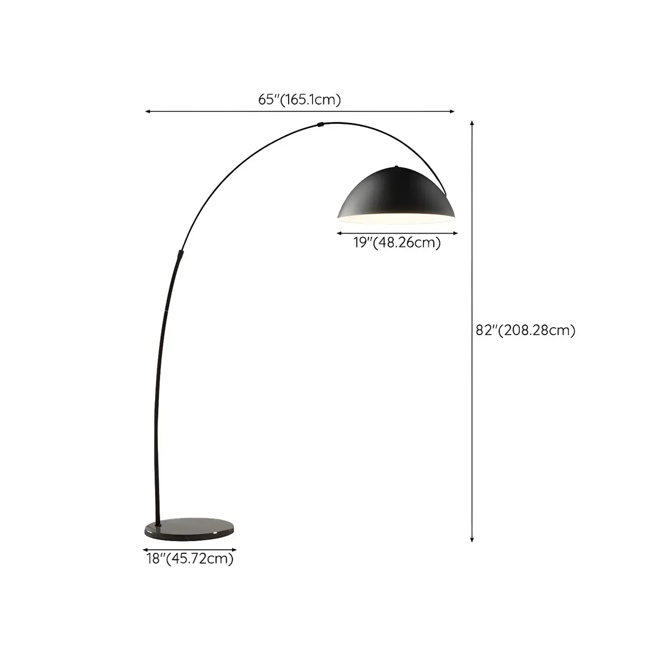 Black Dome Iron Arched Floor Lamp with Foot Switch Image - 15