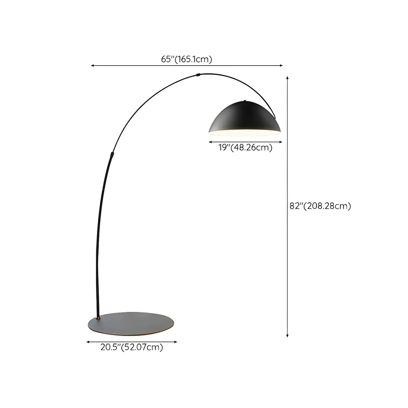 Black Dome Iron Arched Floor Lamp with Foot Switch Image - 16 | homeyfad