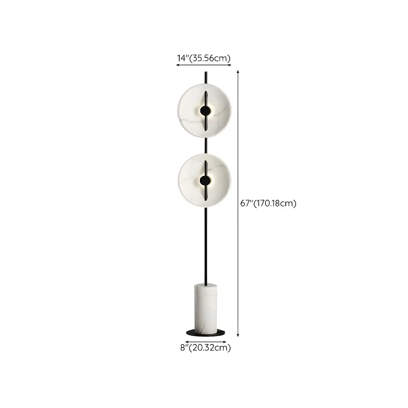 2-Light Tall LED Floor Lamp with Warm Light for Living Areas #size