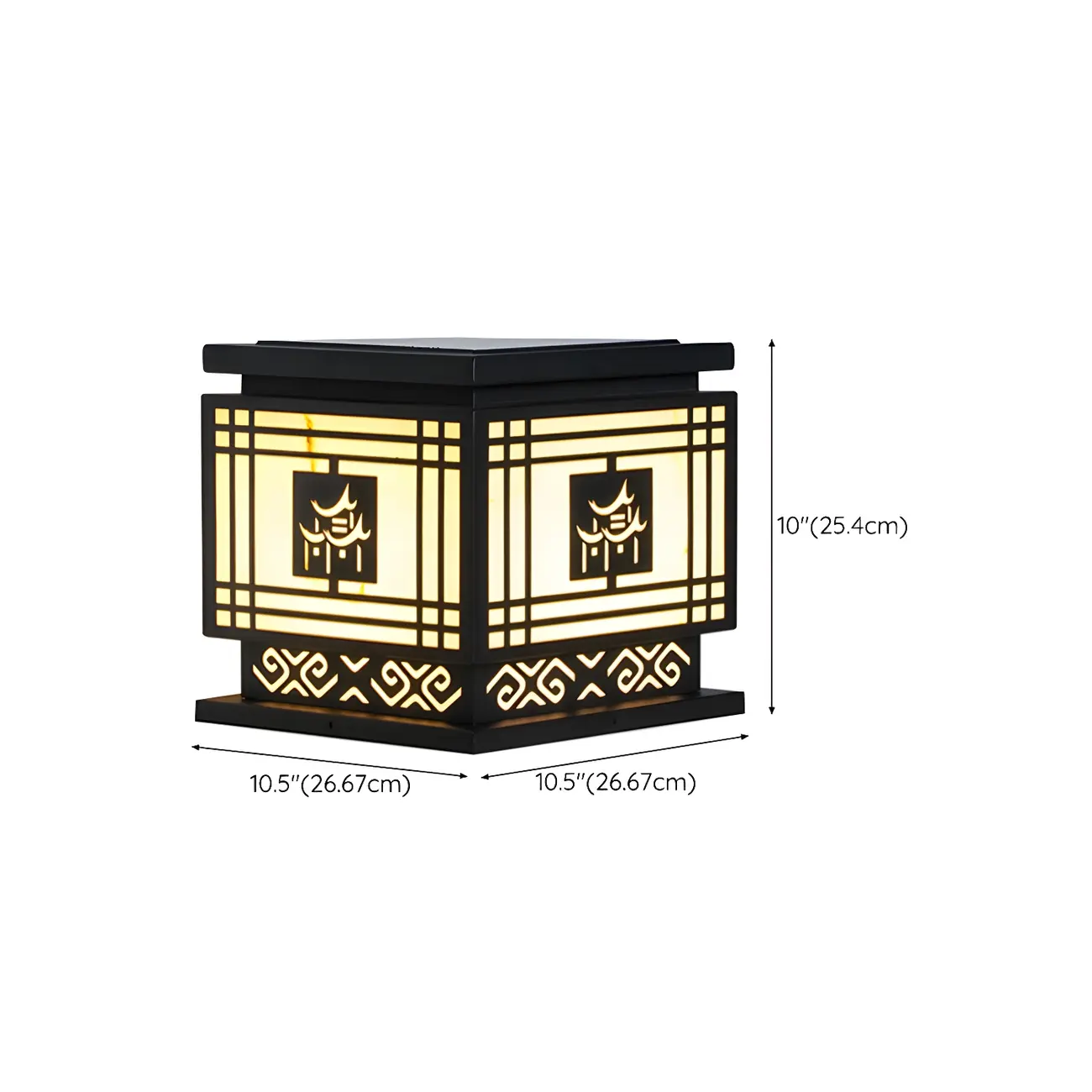 Oriental Black Silhouette LED Solar Outdoor Post Lights | homeyfad