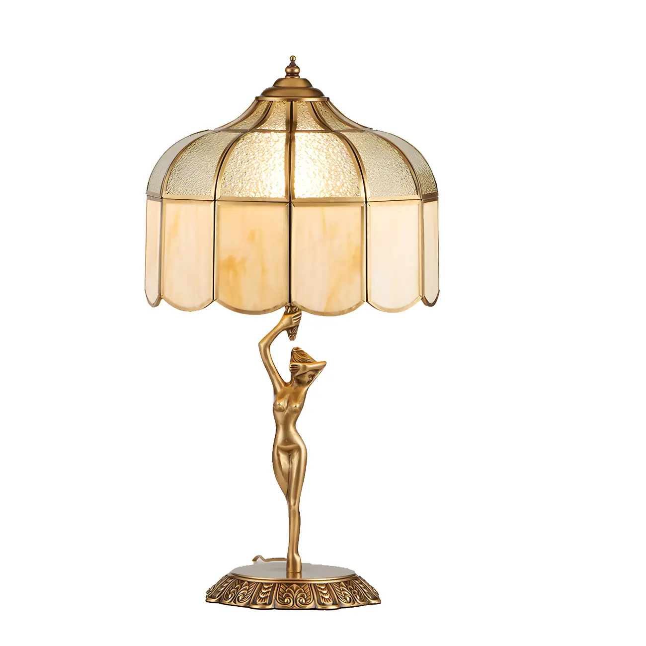 Artistic Figural Sculpture Brass Metal Dome Table Lamp Image - 6 | homeyfad