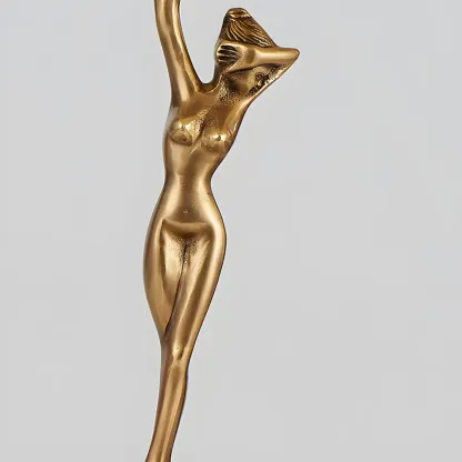 Artistic Figural Sculpture Brass Metal Dome Table Lamp Image - 7