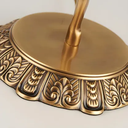 Artistic Figural Sculpture Brass Metal Dome Table Lamp Image - 8