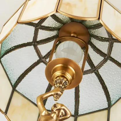 Artistic Figural Sculpture Brass Metal Dome Table Lamp Image - 9