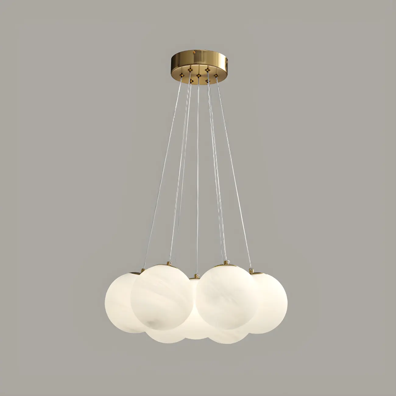 Adjustable White Glass Cluster Sphere Chandelier Modern Elegant Image - 9 | homeyfad