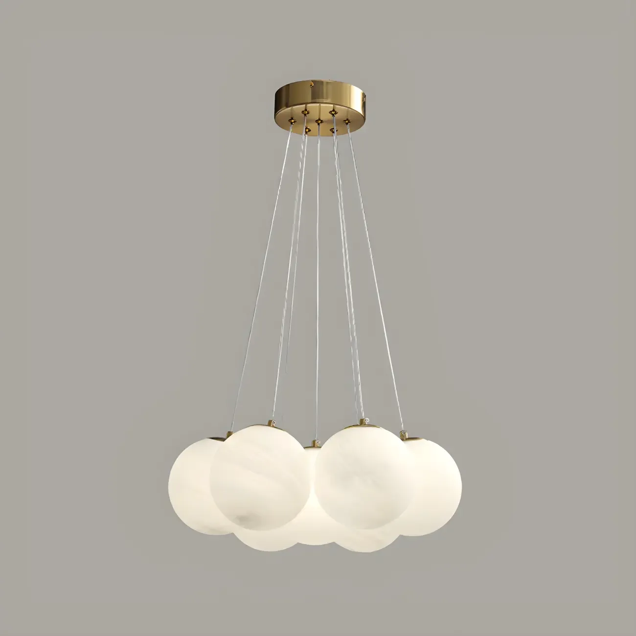 Adjustable White Glass Cluster Sphere Chandelier Modern Elegant Image - 9