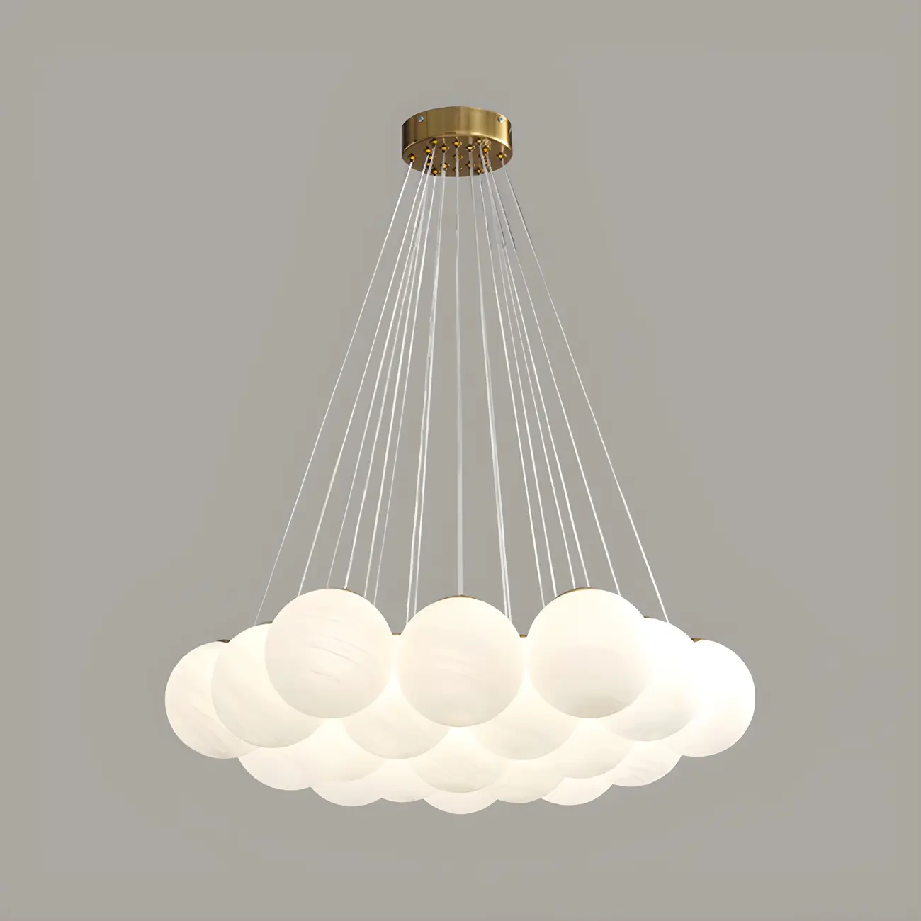 Adjustable White Glass Cluster Sphere Chandelier Modern Elegant Image - 11 | homeyfad