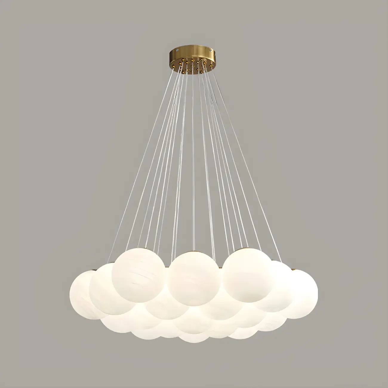 Adjustable White Glass Cluster Sphere Chandelier Modern Elegant Image - 11
