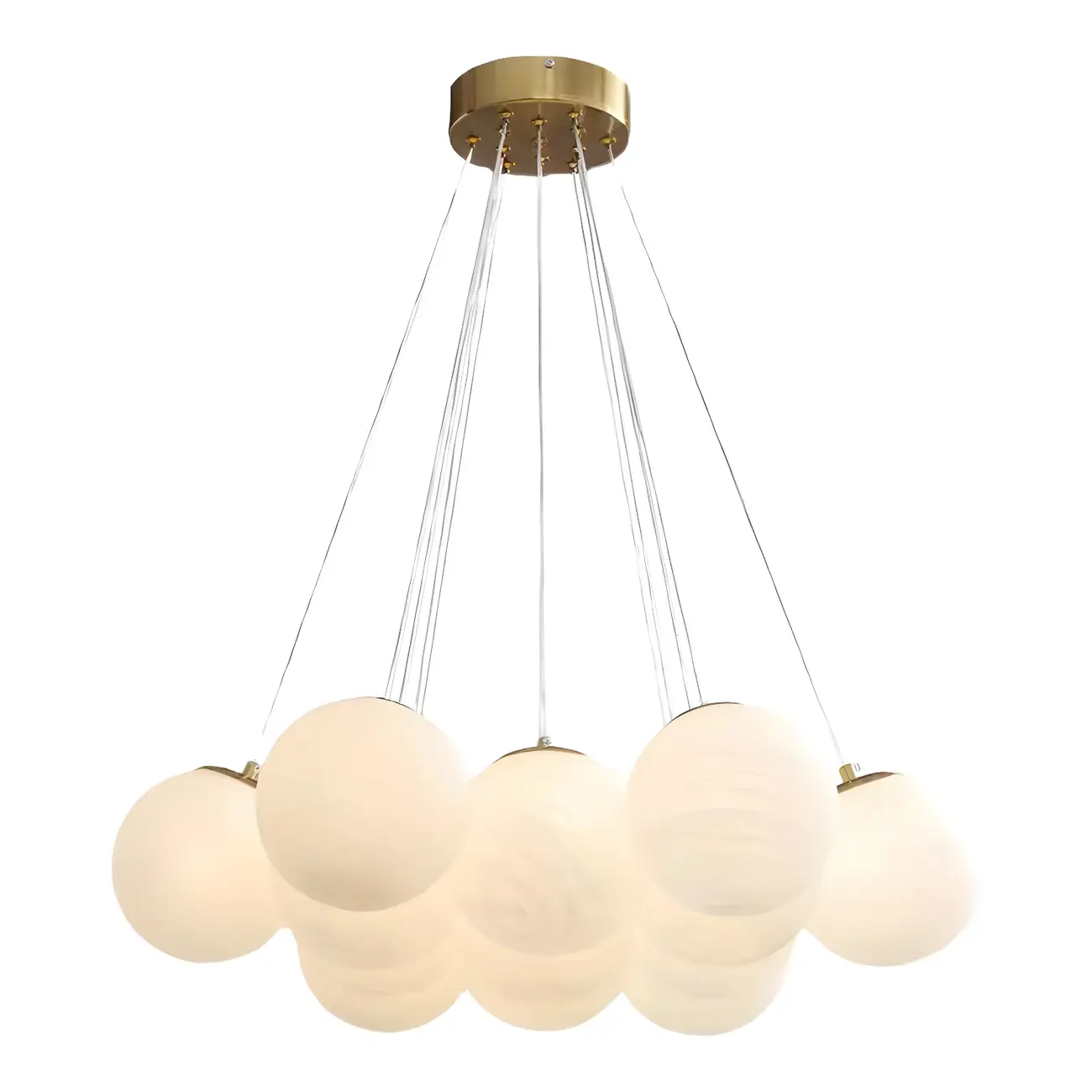Adjustable White Glass Cluster Sphere Chandelier Modern Elegant Image - 12 | homeyfad