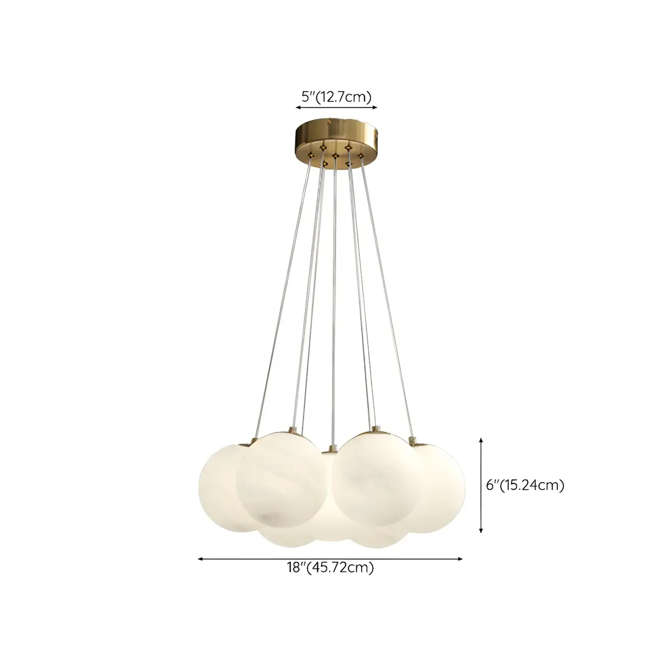 Adjustable White Glass Cluster Sphere Chandelier Modern Elegant #size