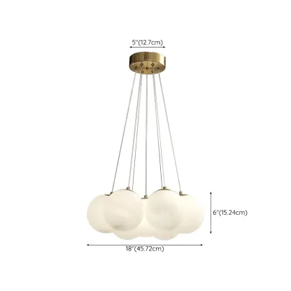 Adjustable White Glass Cluster Sphere Chandelier Modern Elegant #size